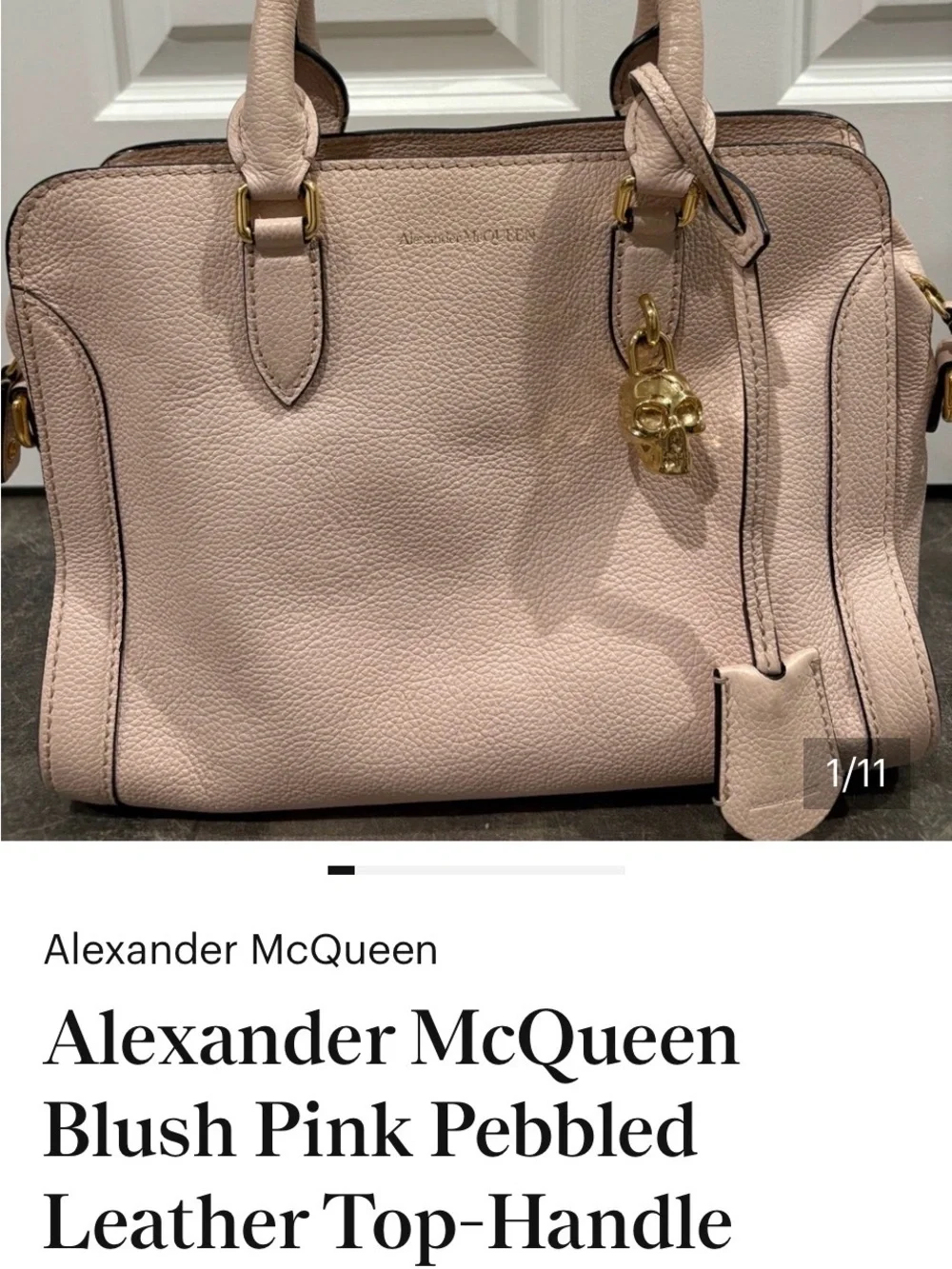 Alexander McQueen Blush Pink Pebbled Leather Top-Handle Bag
